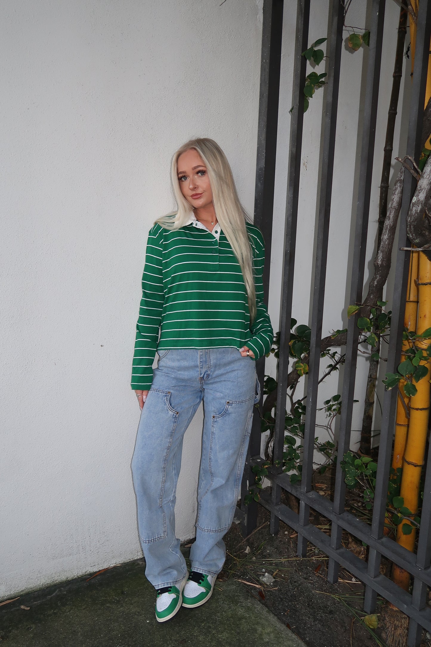 Green Striped Rugby Long Sleeve