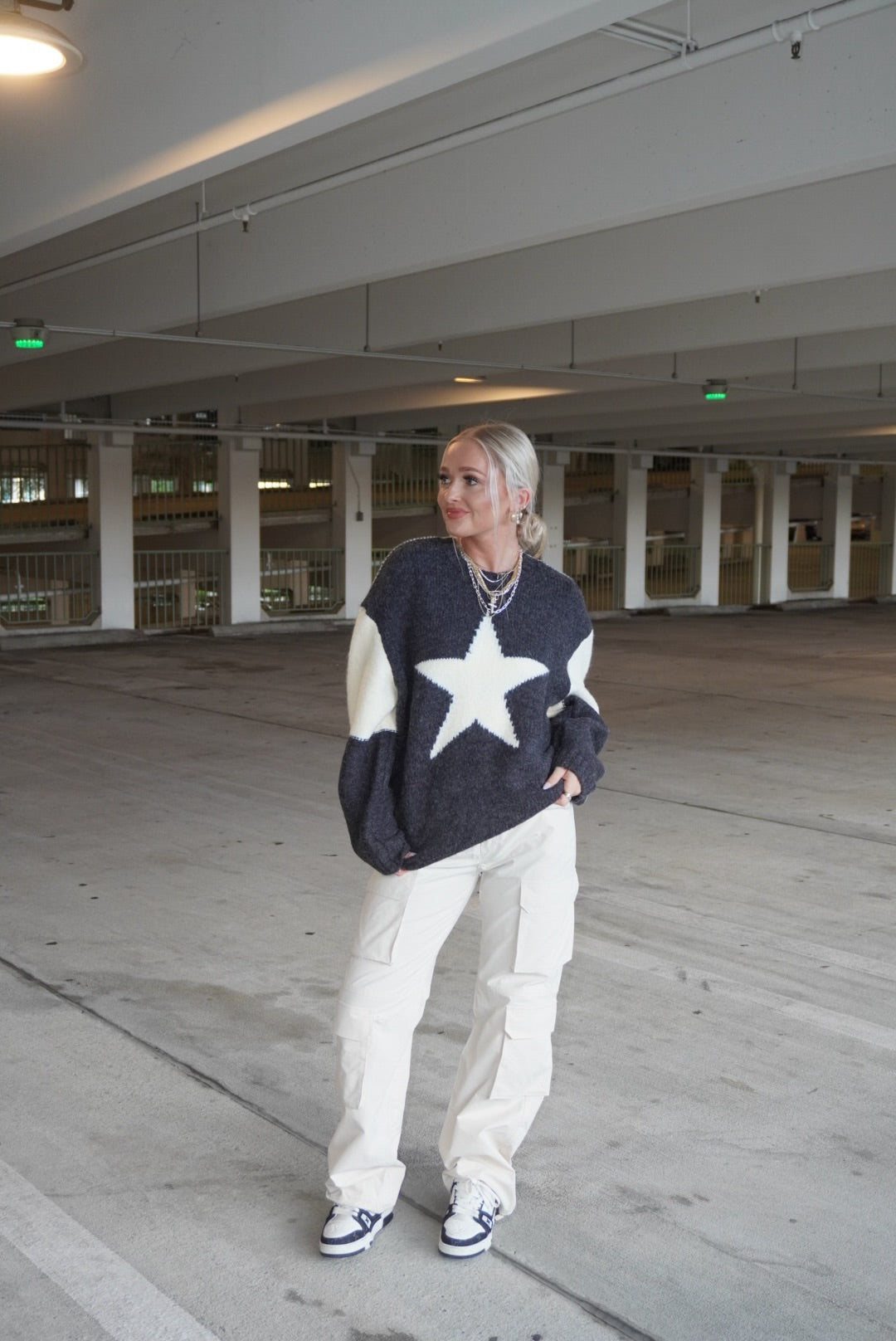 Star Contrast Sweater
