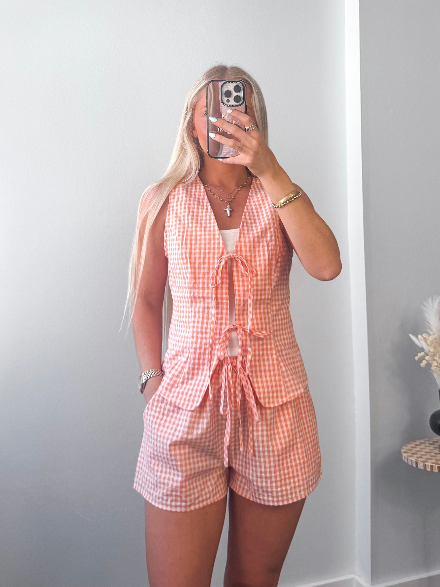 Orange Creamsicle Gingham Set