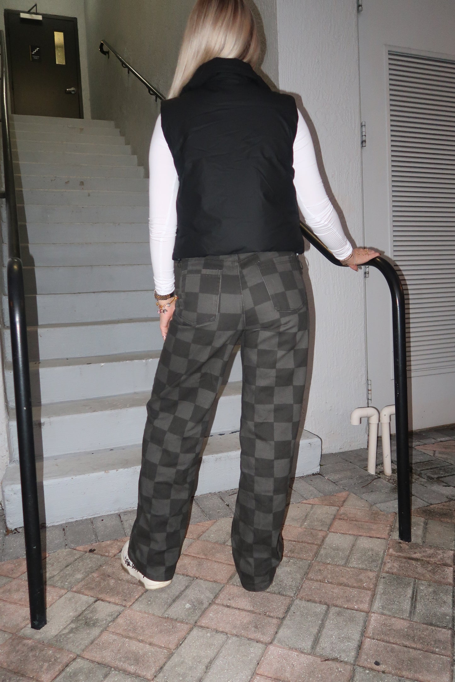 Dark Grey Checkered Jeans