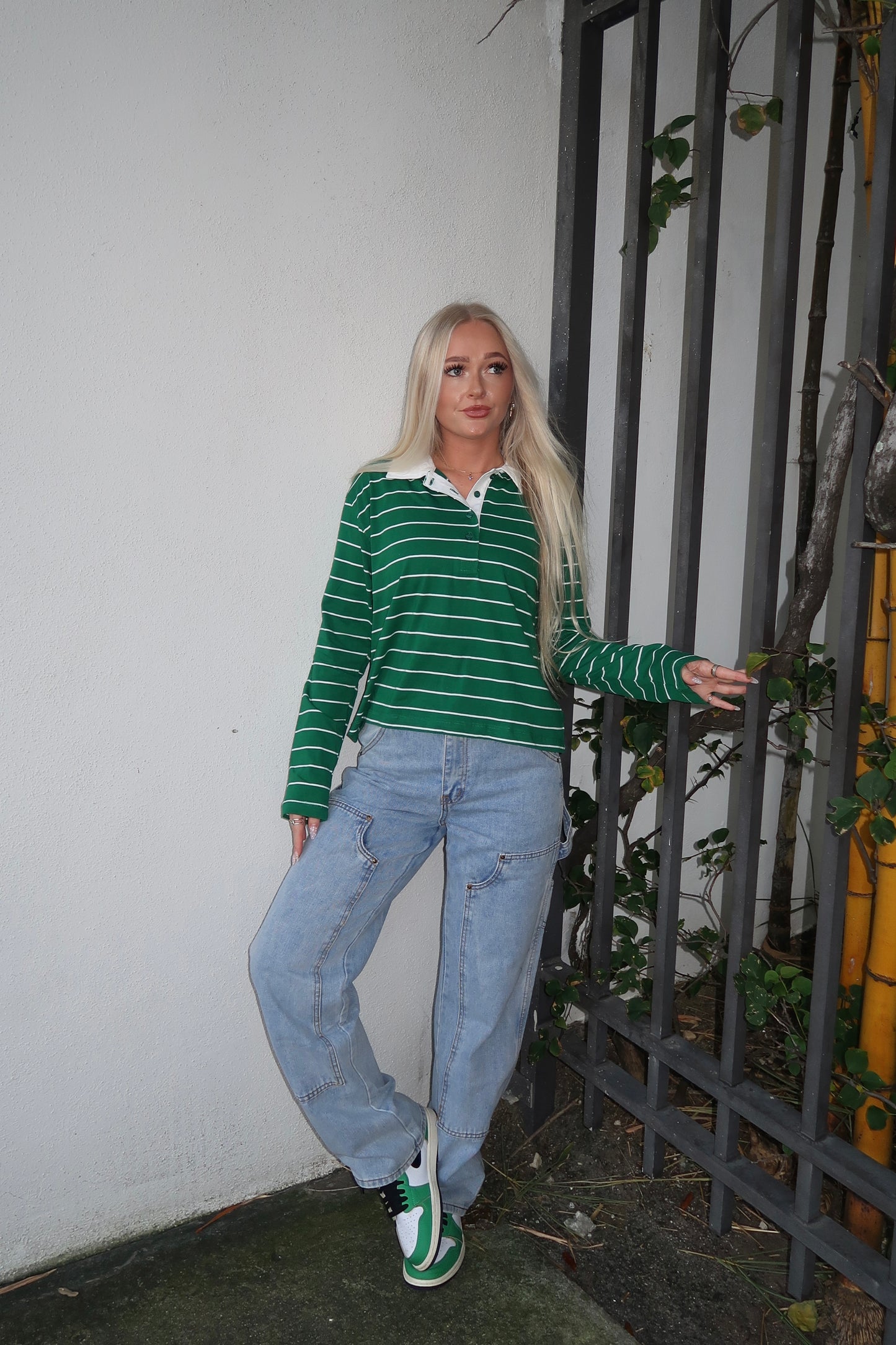 Green Striped Rugby Long Sleeve