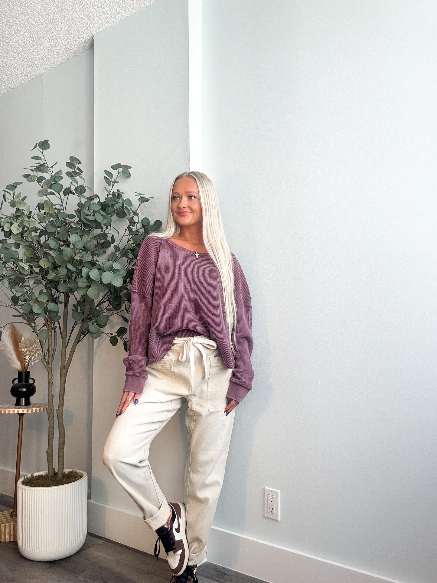 Waffle Leisure Oversized Long Sleeve