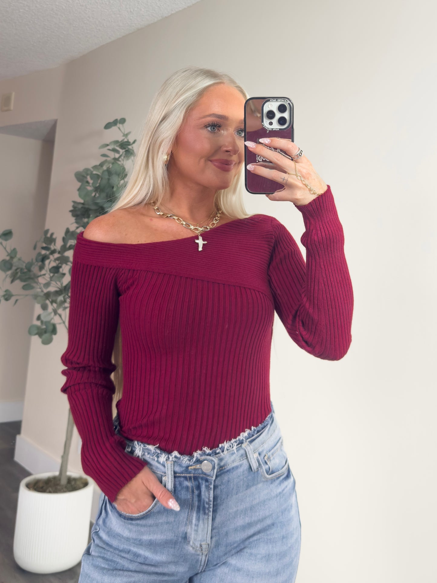 McKenna Knit Long Sleeve- Wine