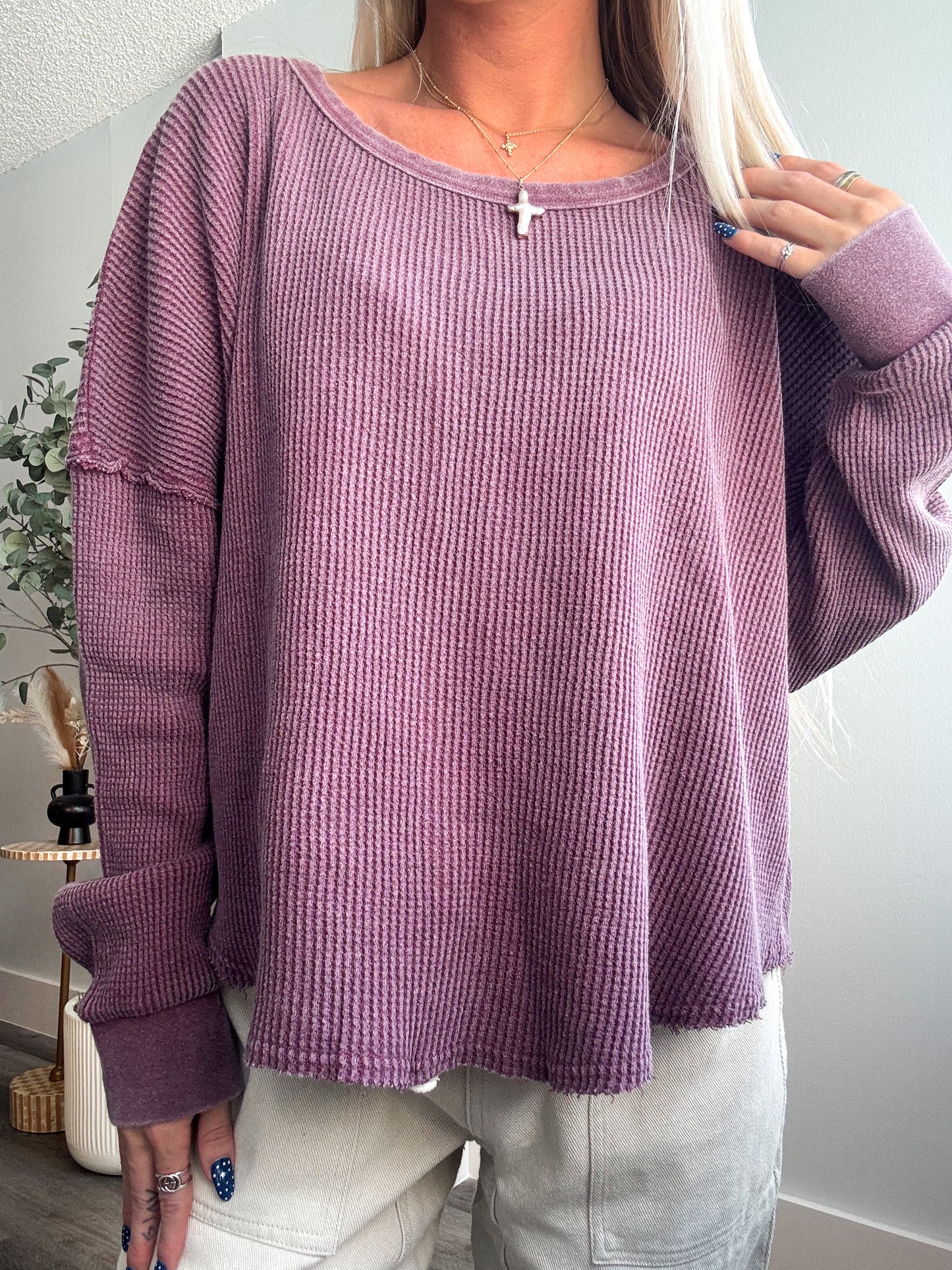 Waffle Leisure Oversized Long Sleeve