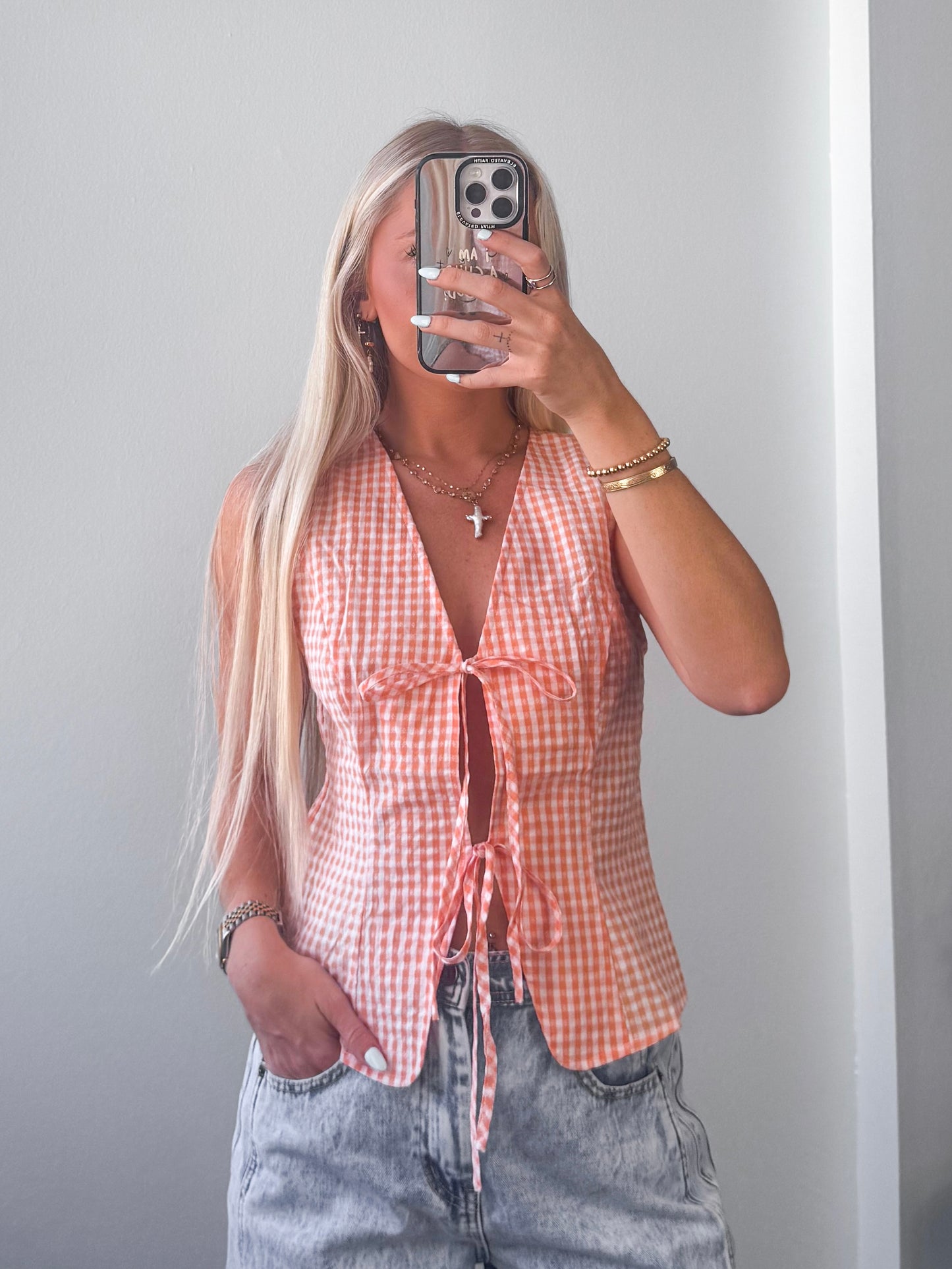 Orange Creamsicle Gingham Set