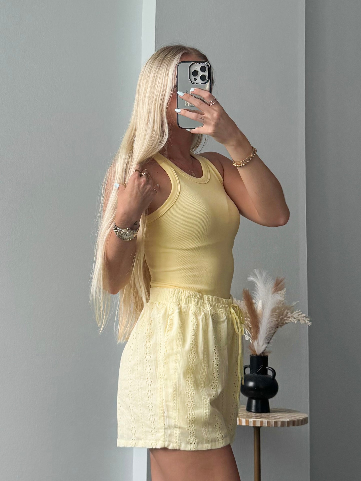 Eyelet Era Shorts- Yellow