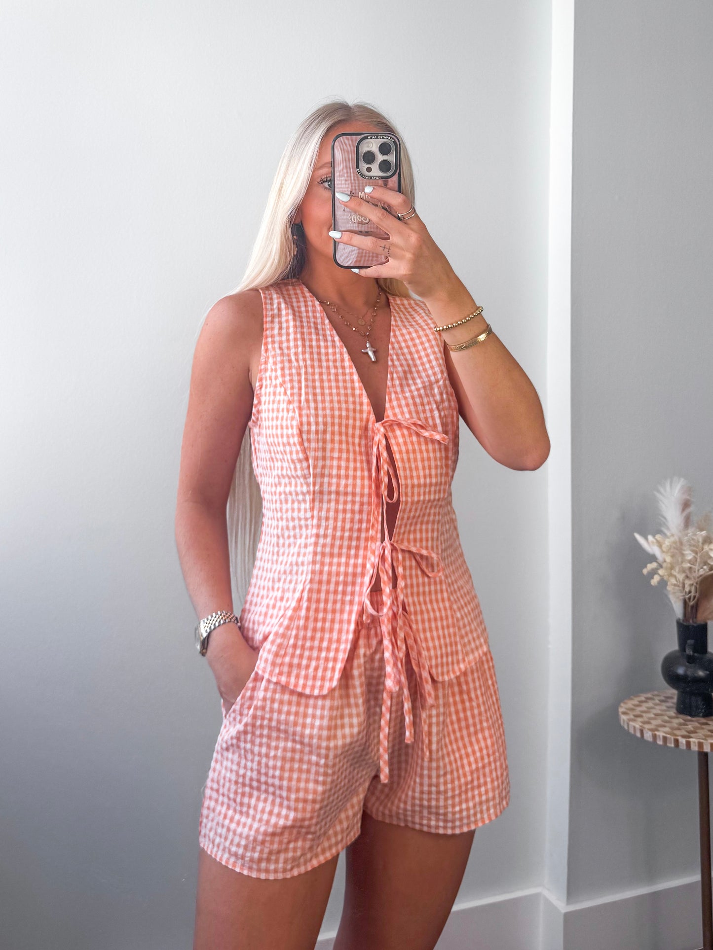 Orange Creamsicle Gingham Set