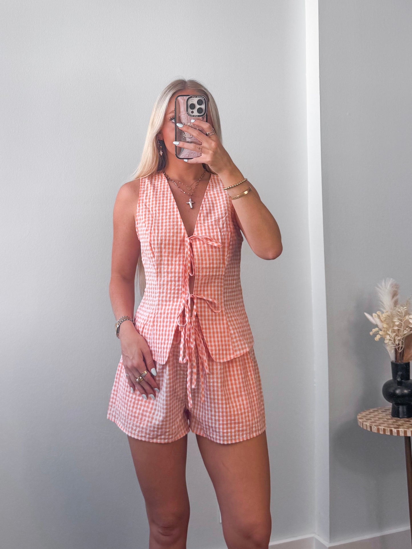 Orange Creamsicle Gingham Set