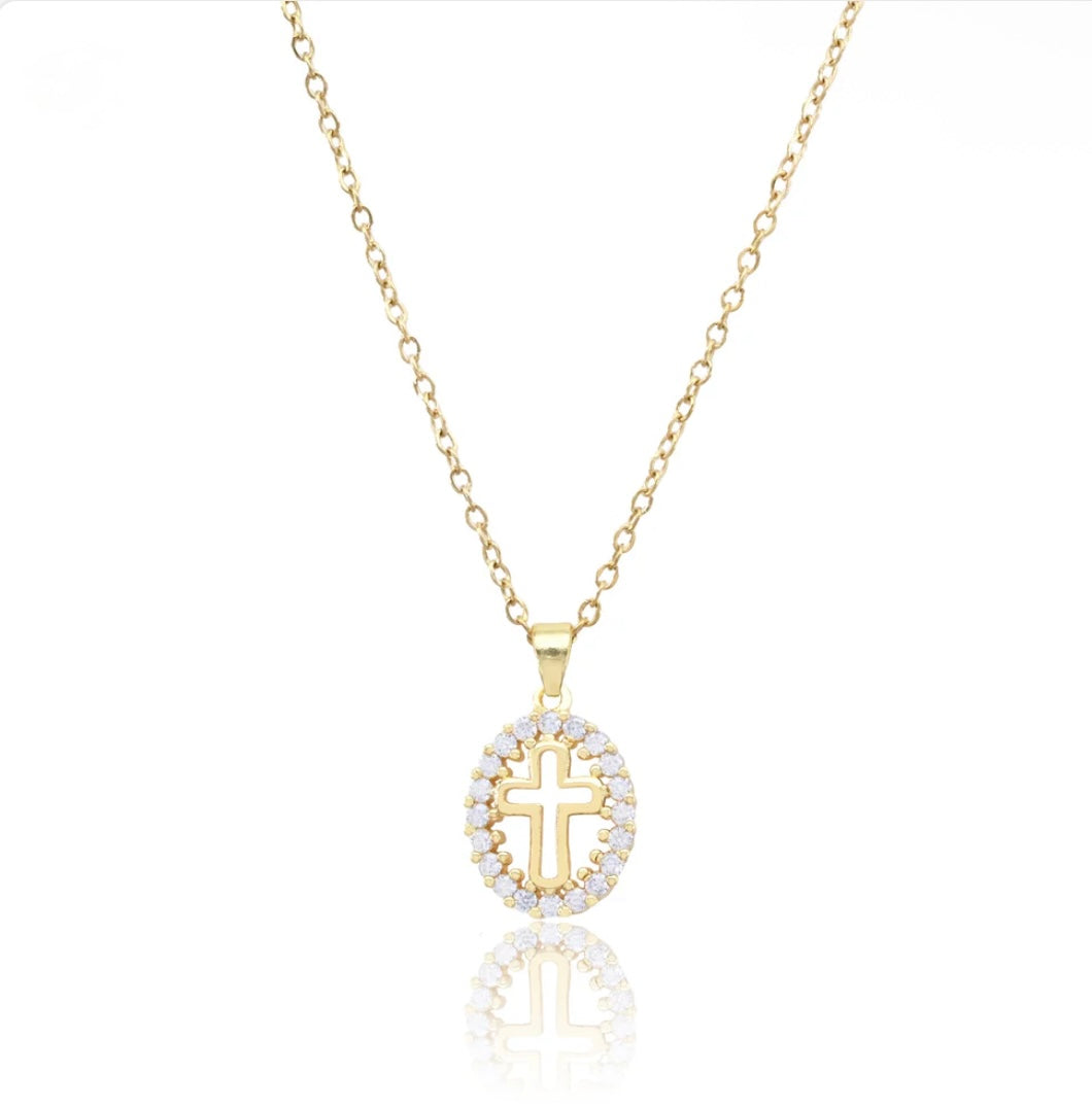 Rhinestone Cross Necklace