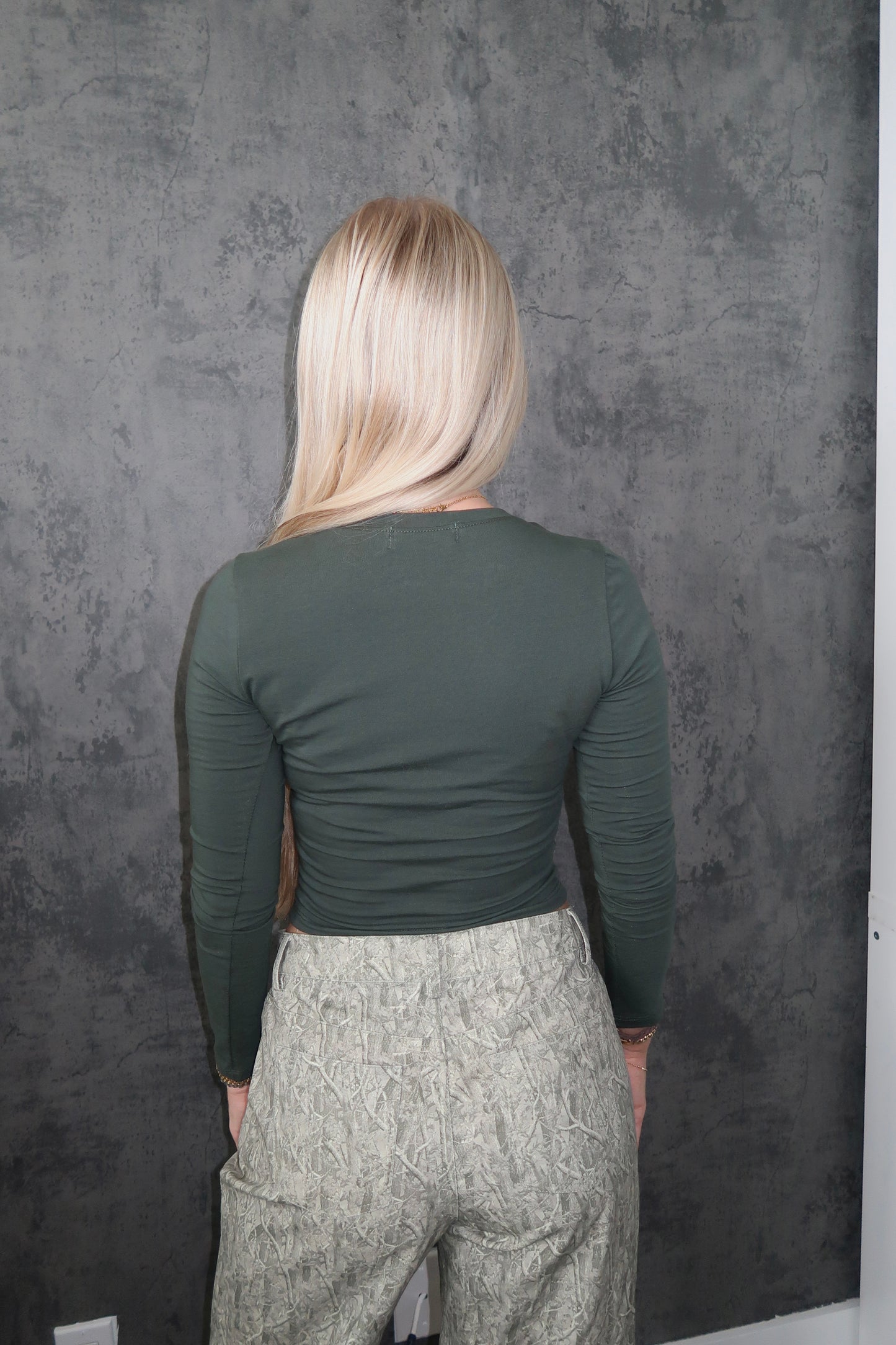 Pine Green Cropped Long Sleeve