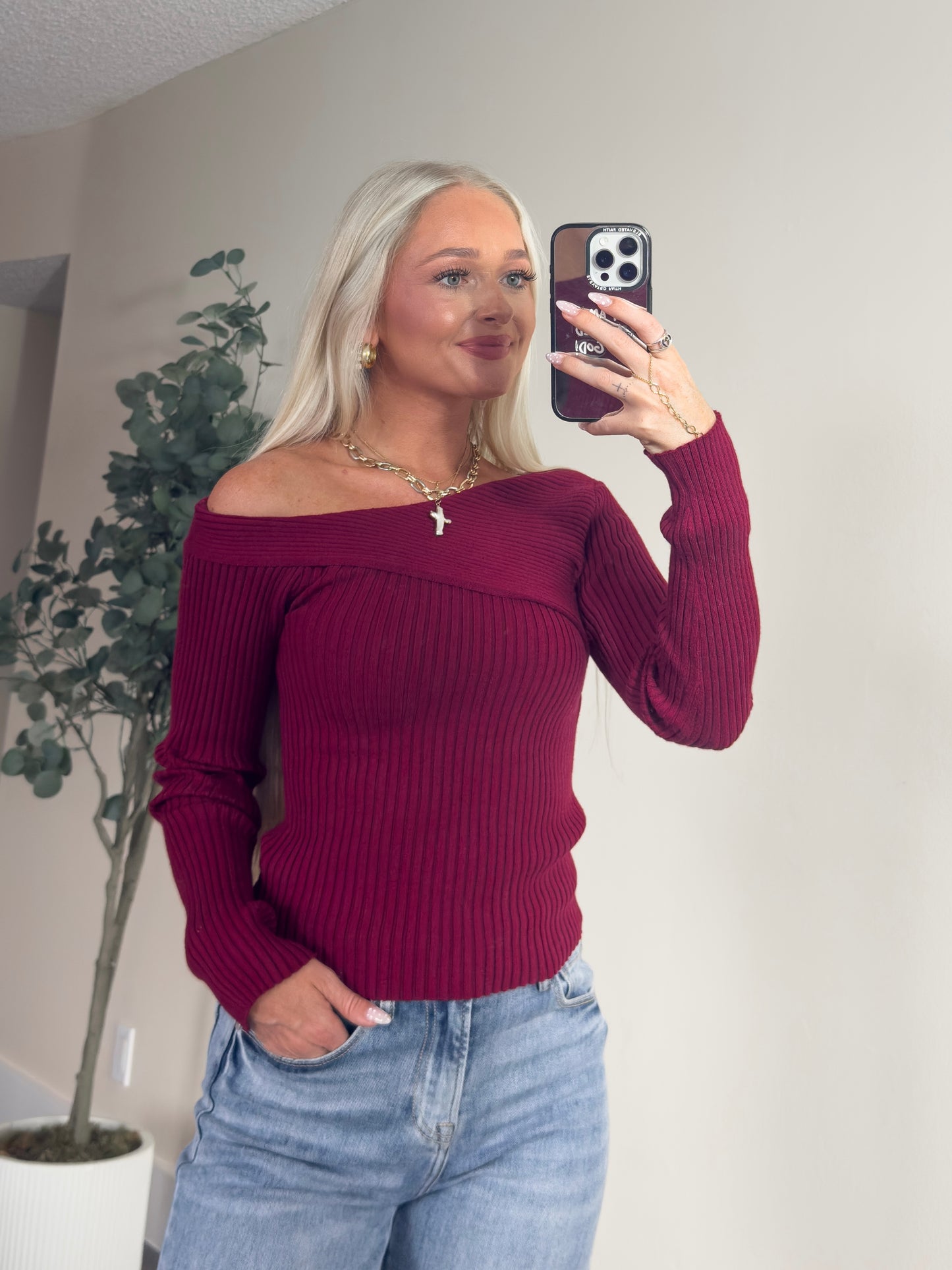 McKenna Knit Long Sleeve- Wine