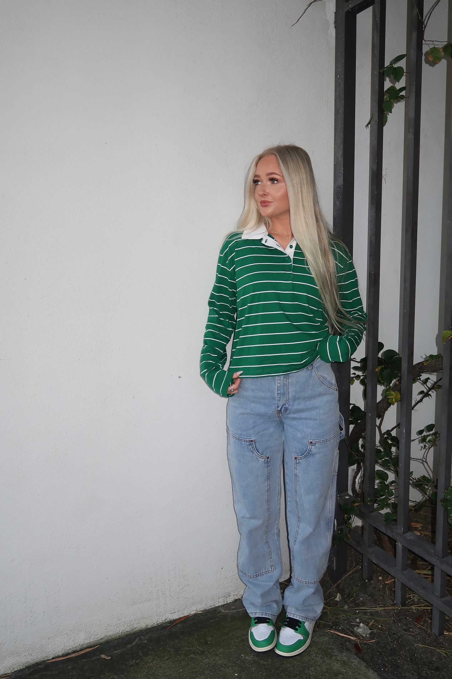 Green Striped Rugby Long Sleeve