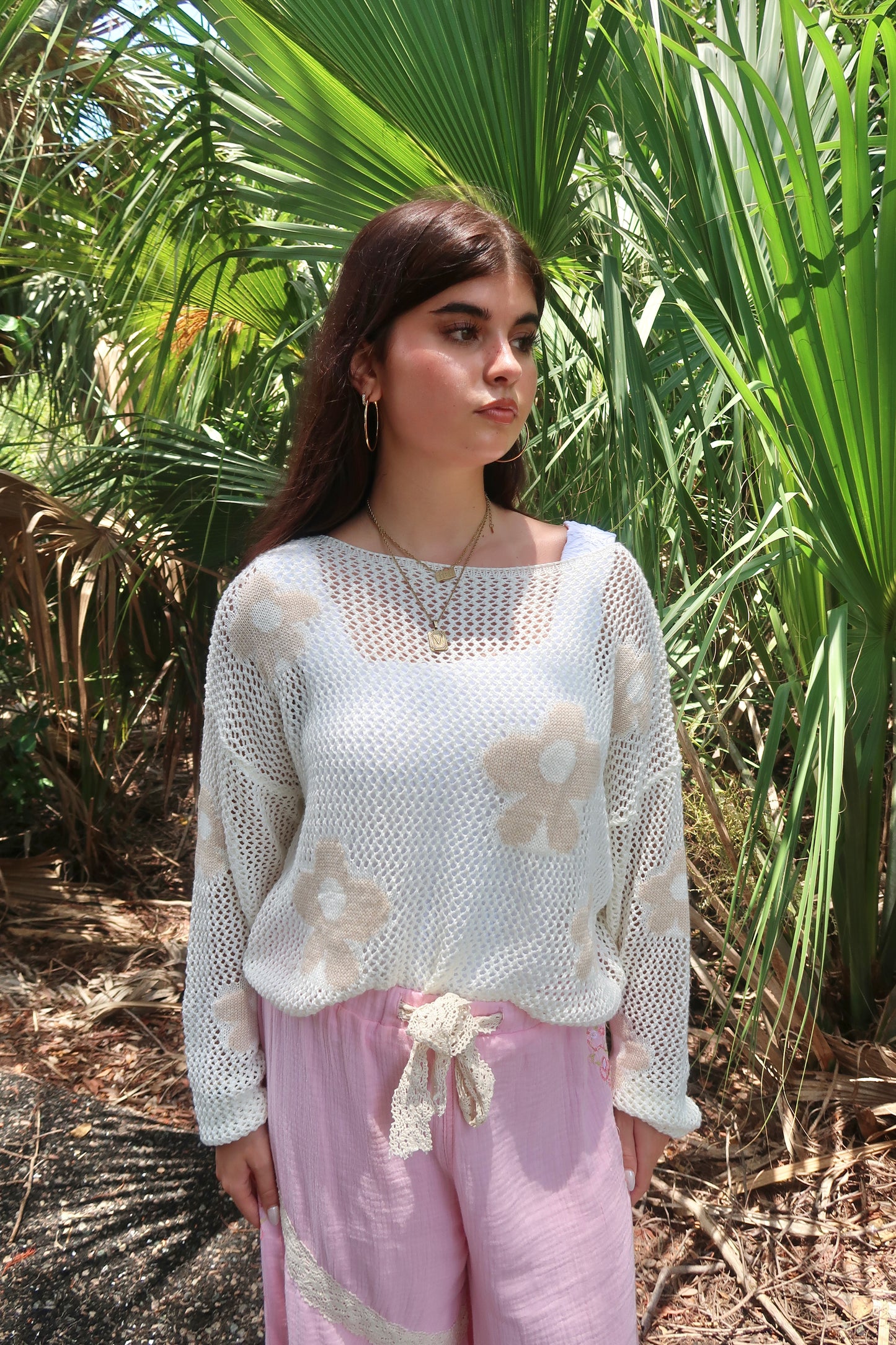 Petal Knit Sweater- Cream