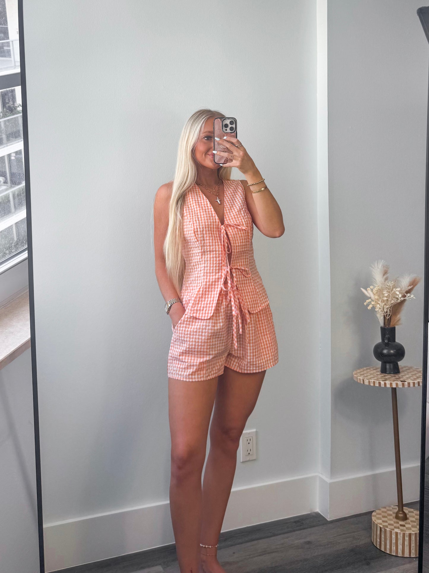 Orange Creamsicle Gingham Set