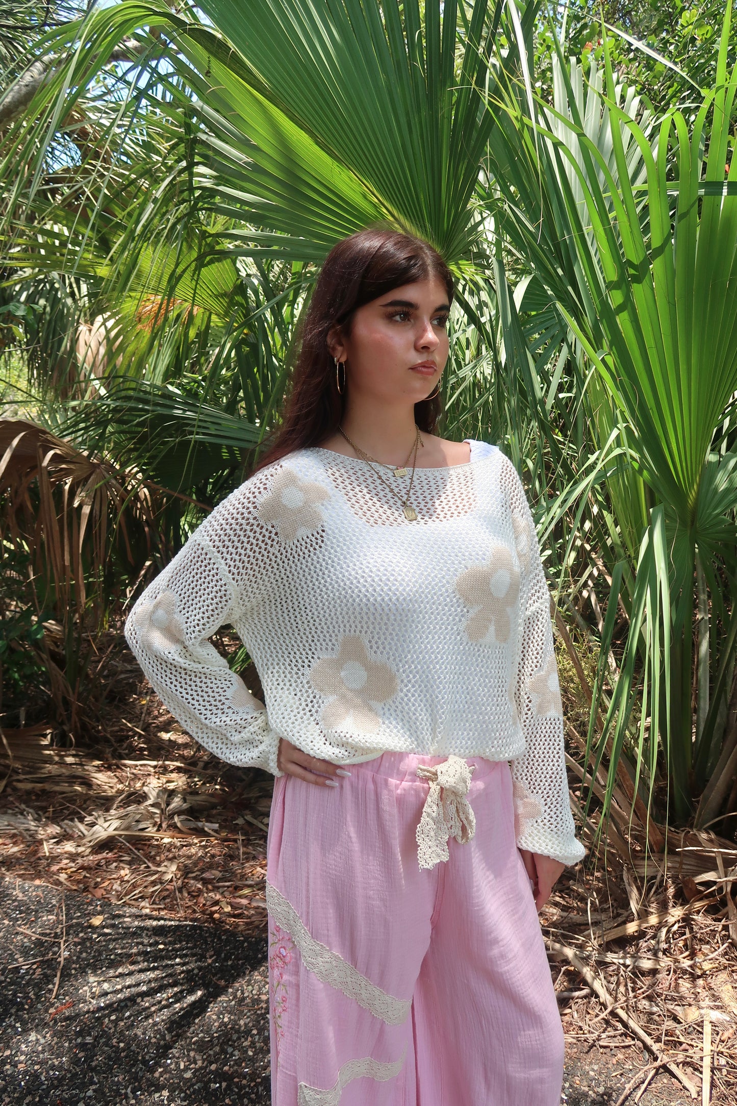 Petal Knit Sweater- Cream