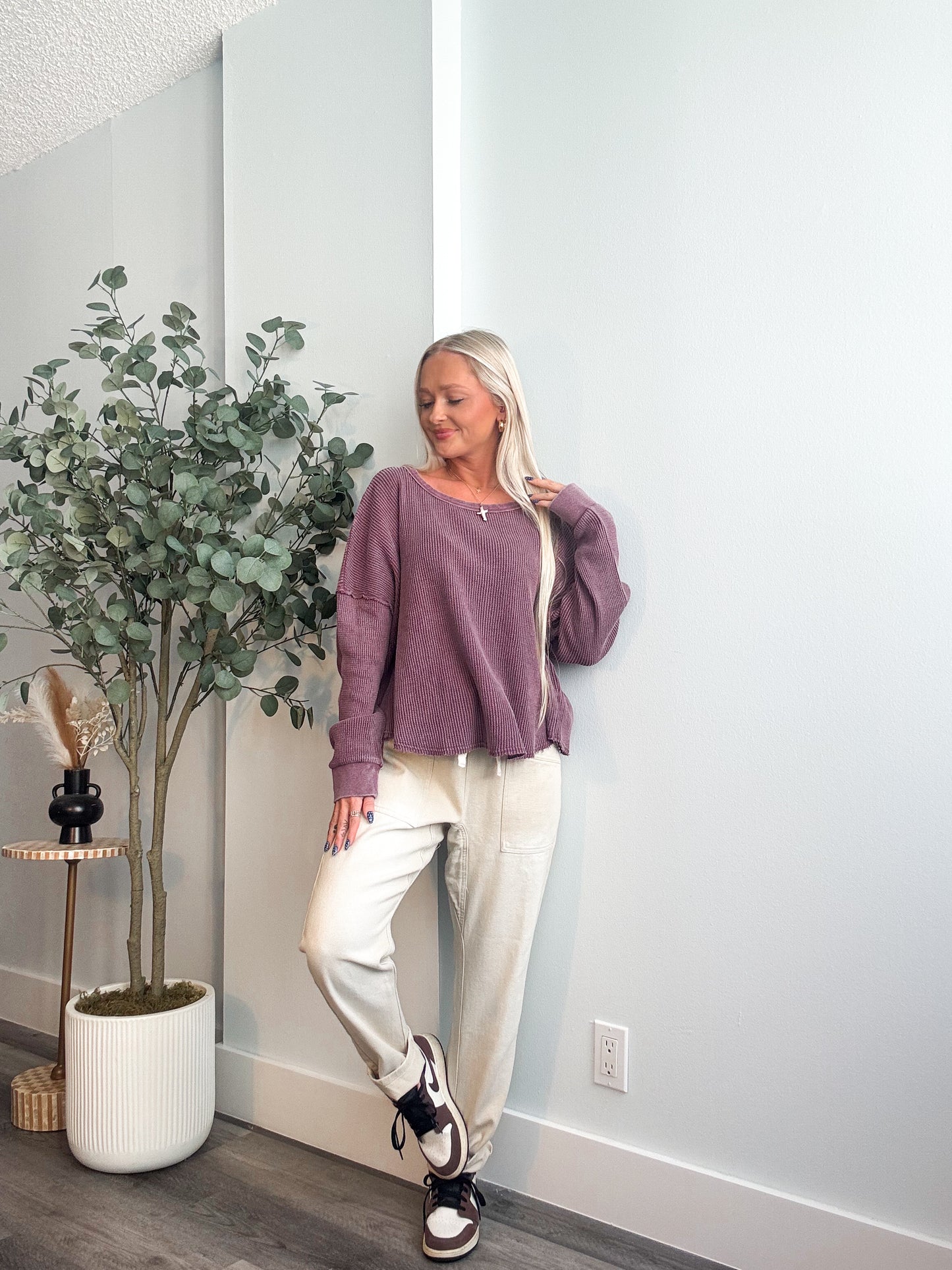 Waffle Leisure Oversized Long Sleeve