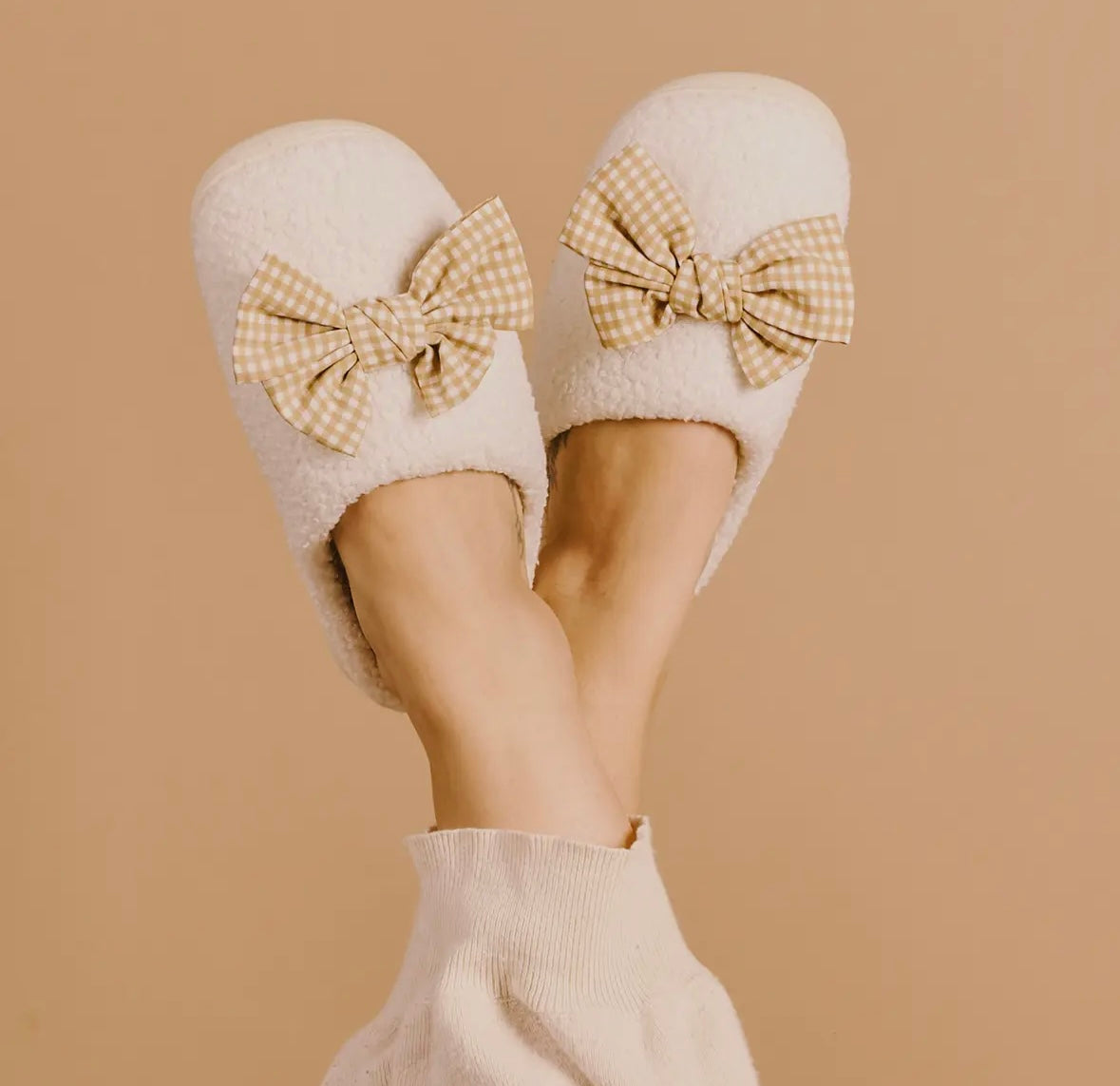 Gingham Bow Slippers