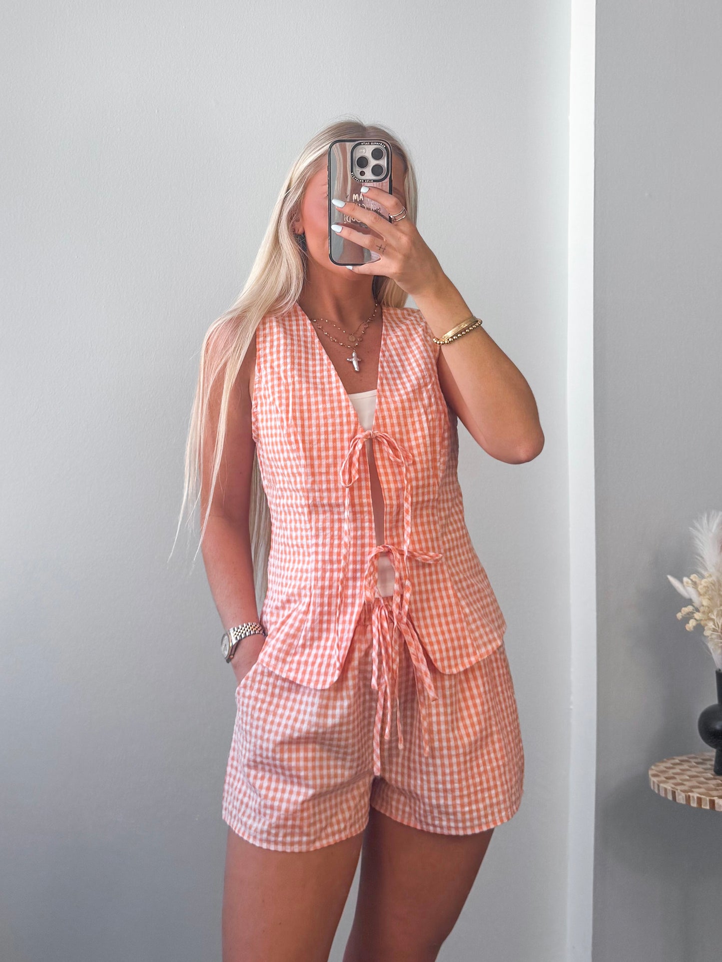 Orange Creamsicle Gingham Set