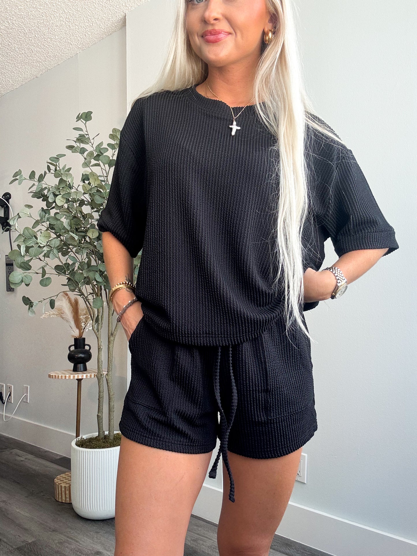 Taylor Ribbed Set- Black