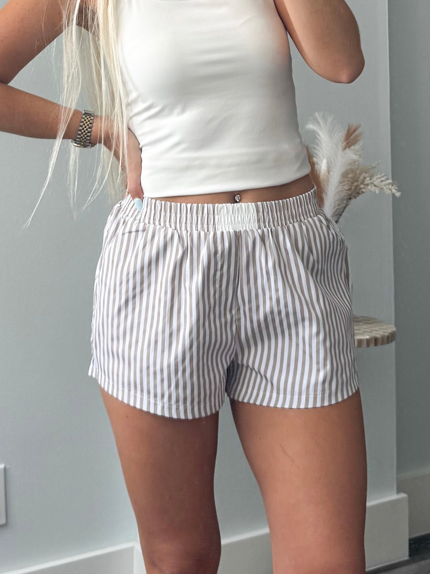 Coastal Stripes Shorts (Size Up)