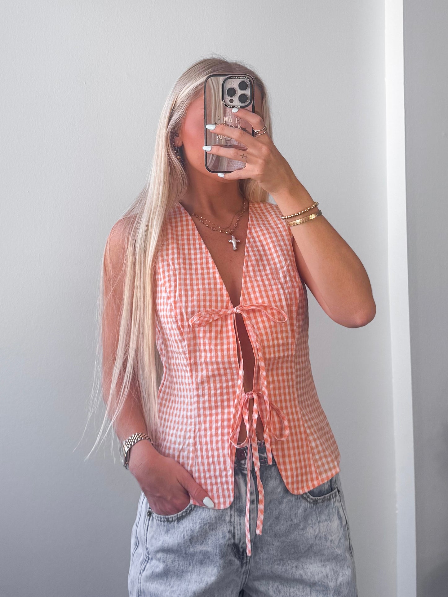 Orange Creamsicle Gingham Set