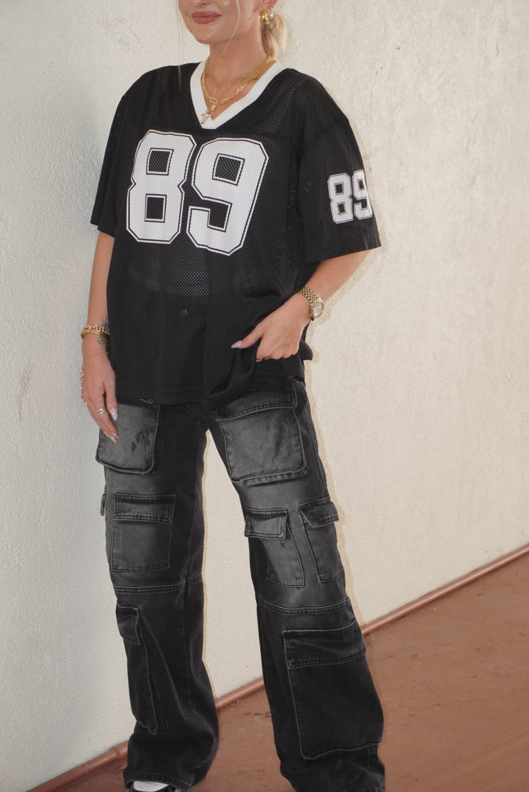 Multi Pocket Black Cargo Jeans