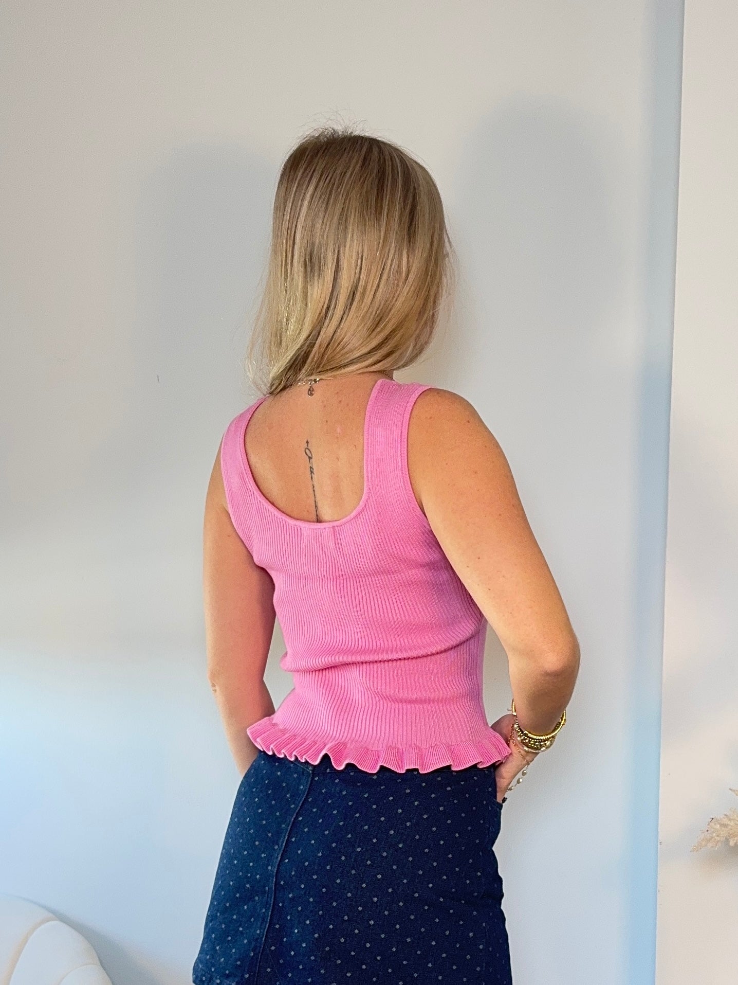 Pink Ruffle Bottom Tank