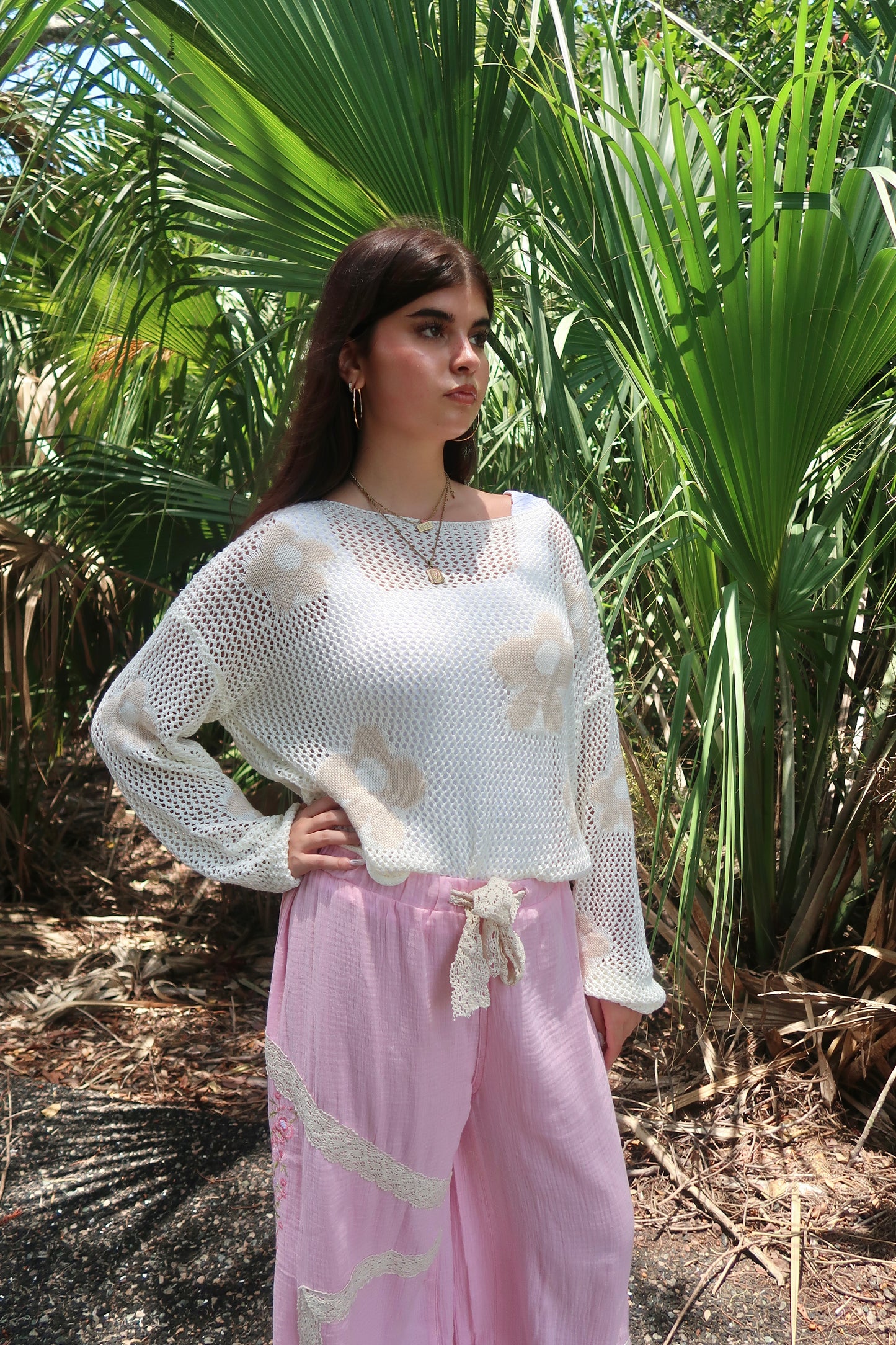 Petal Knit Sweater- Cream
