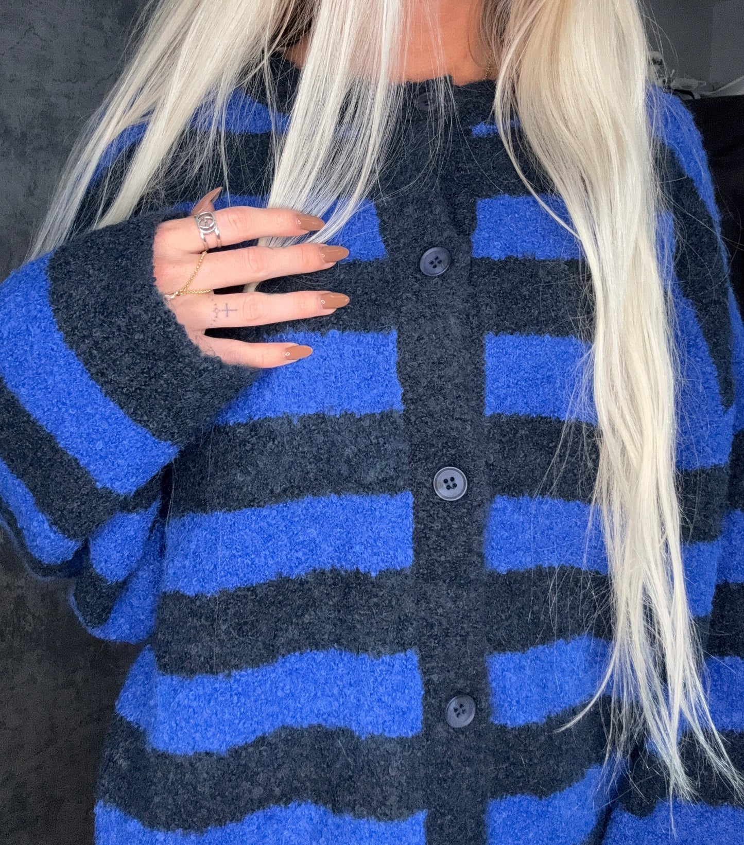 Blue/ Navy Striped Cardigan