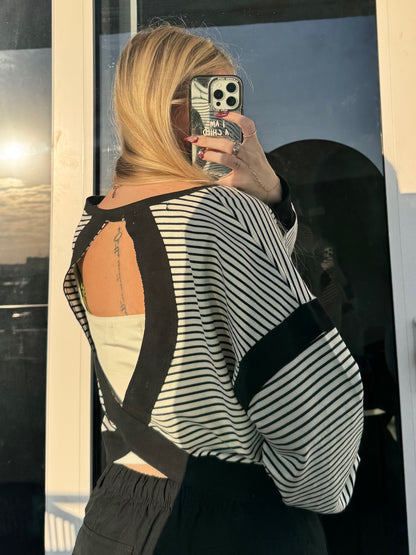 Striped Cutout Pullover