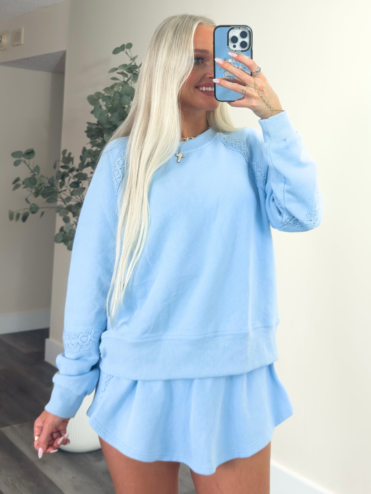 Blue Crochet Skort Set