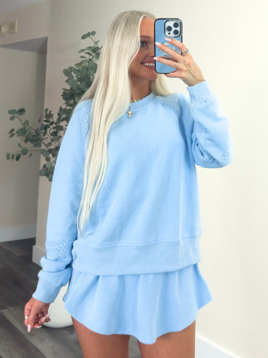 Blue Crochet Skort Set
