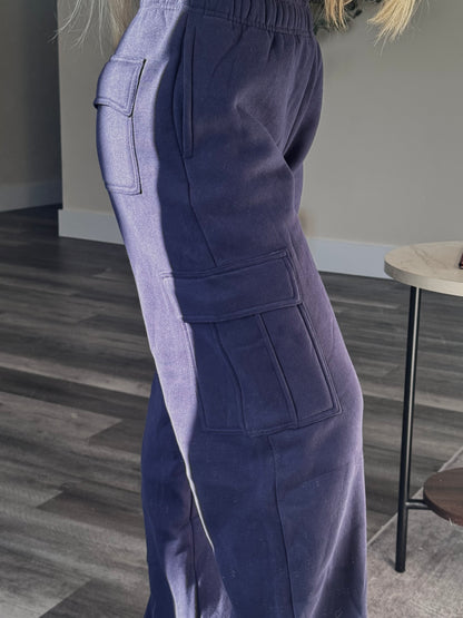 Navy Cargo Sweatpants