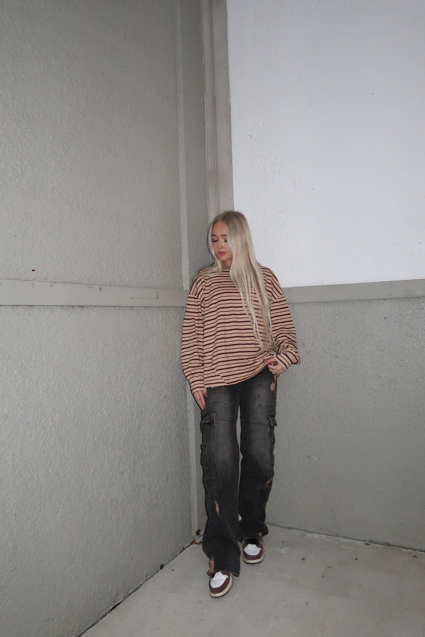 Taupe/ Mocha Striped Long Sleeve