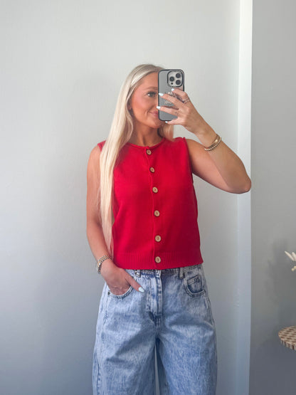 Cherry Crush Sleeveless Sweater