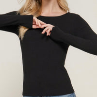 Black Ribbed Long Sleeve
