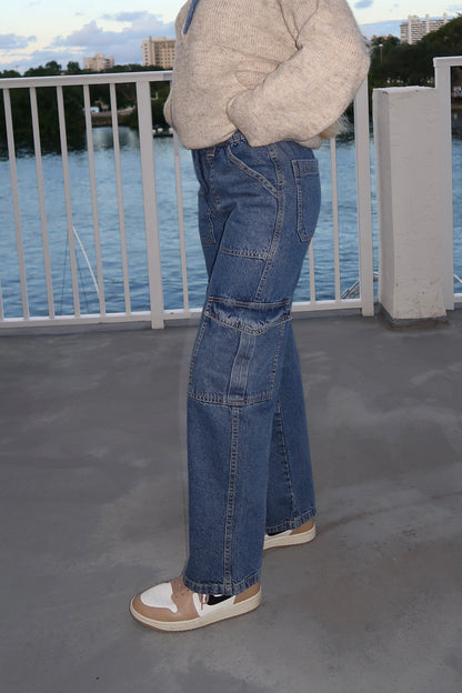 Medium Wash Cargo Jeans