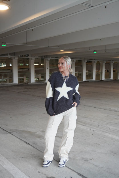 Star Contrast Sweater