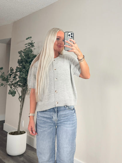 Grace in Grey Short Sleeve Cardigan