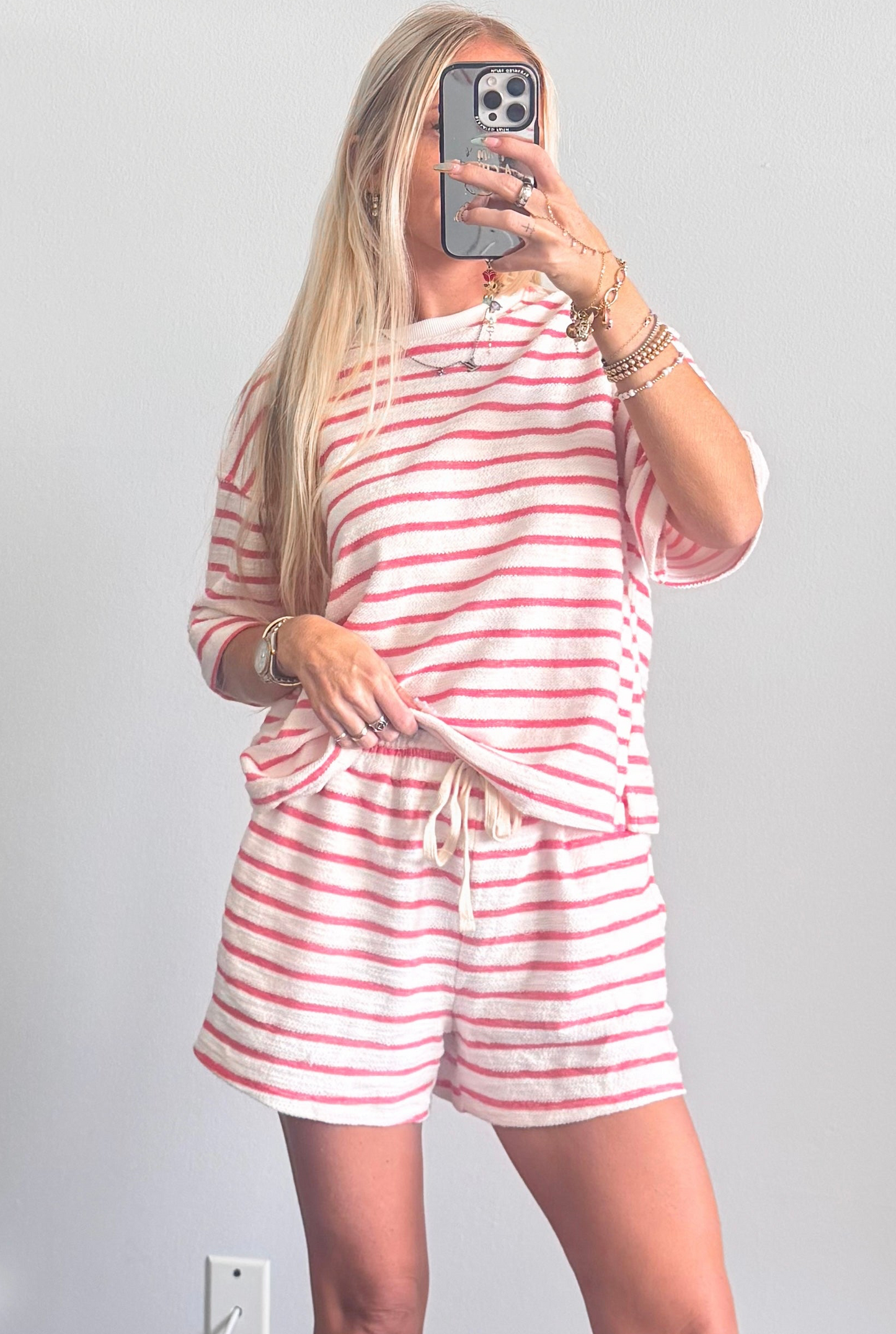 Pink & White Terry Cloth Set