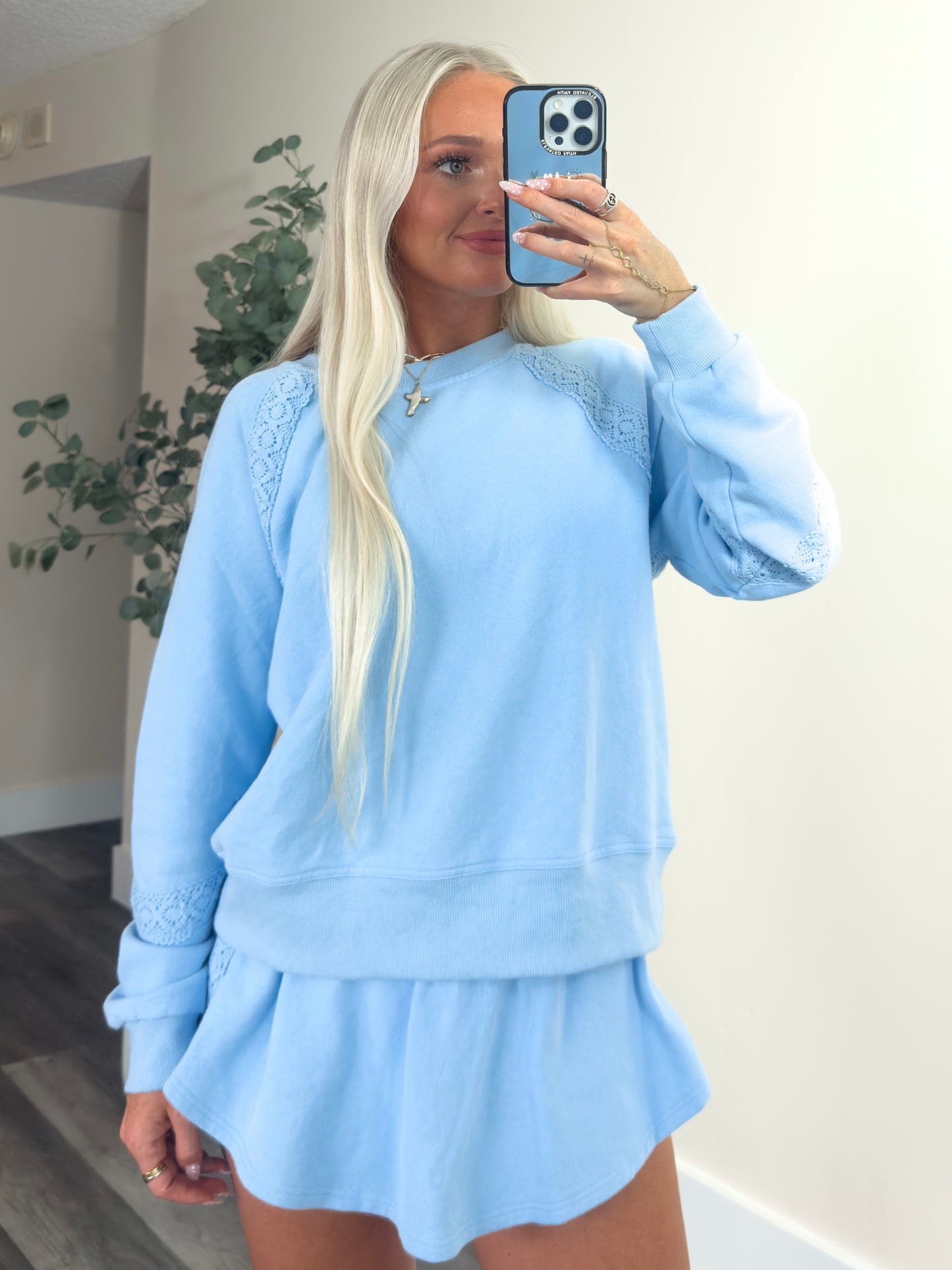 Blue Crochet Skort Set