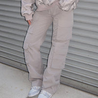 Grey Nylon Cargo Pants