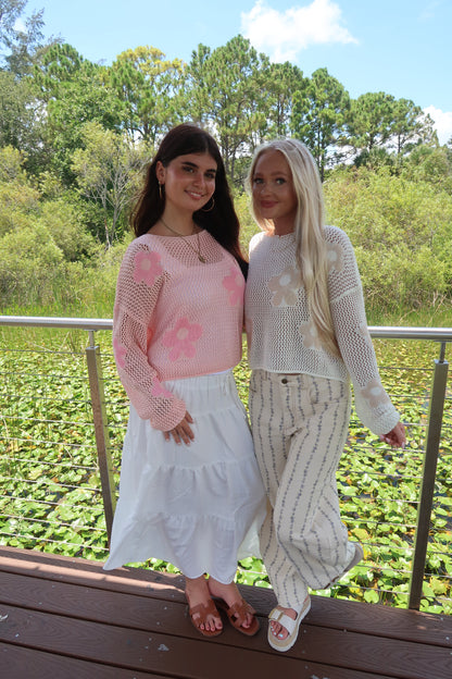 Petal Knit Sweater- Pink