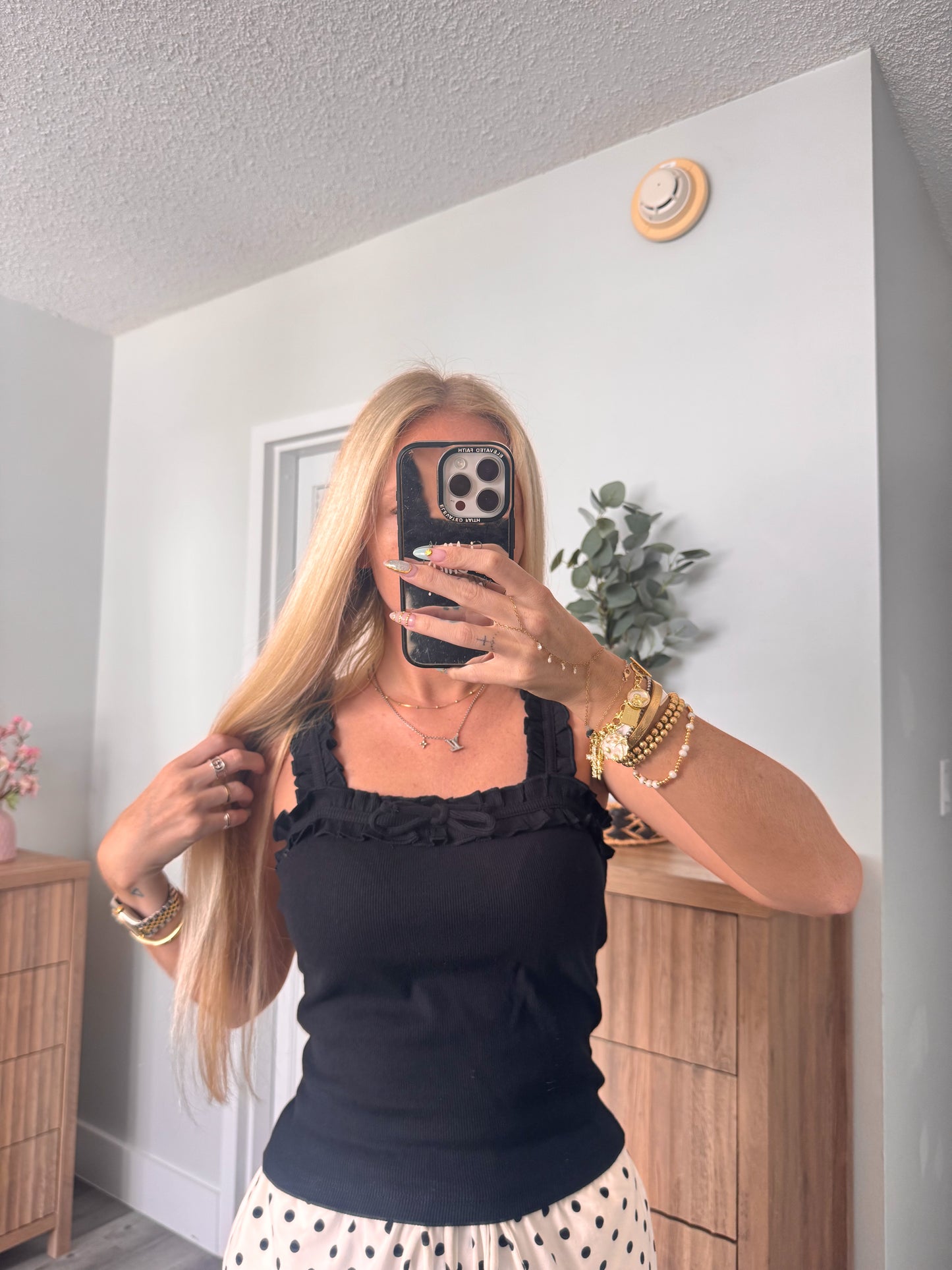 Black Ruffle Bow Tank