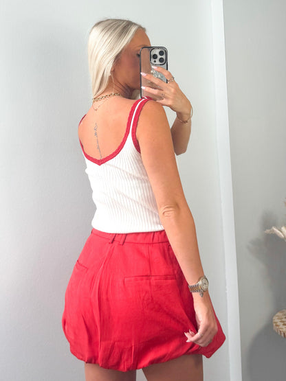 New Beginnings Bubble Hem Skort- Red