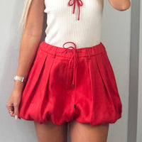 New Beginnings Bubble Hem Skort- Red