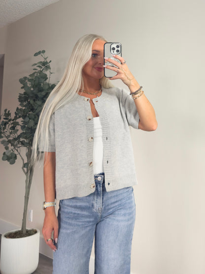 Grace in Grey Short Sleeve Cardigan