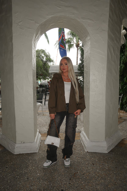 Olive Corduroy Collar Jacket