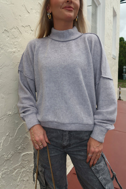Brushed Hacci Mockneck