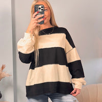 Cream/ Black Oversized Long Sleeve